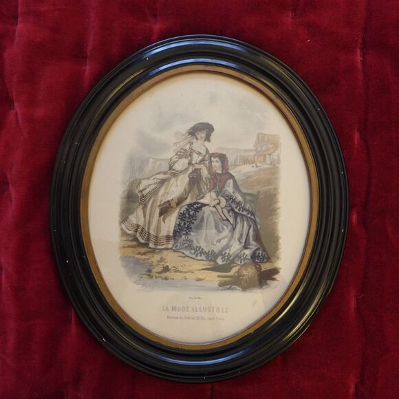 Leroy Imp Paris Oval Framed Print La Mode Illustree Bureaux Du Journal - Picture 1 of 15